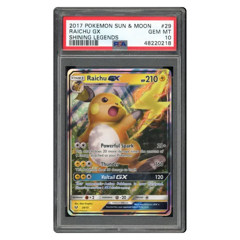 2017 Raichu GX #29/73 Pokemon Sun & Moon Shining Legends PSA 10
