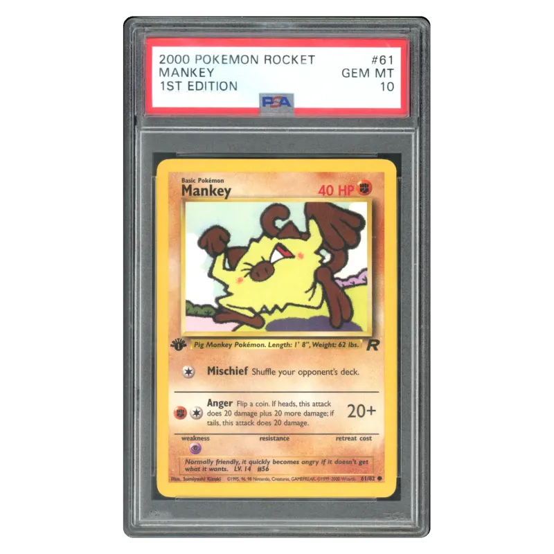 2000 Mankey  #61/82 Team Rocket 1st Edition  PSA 10