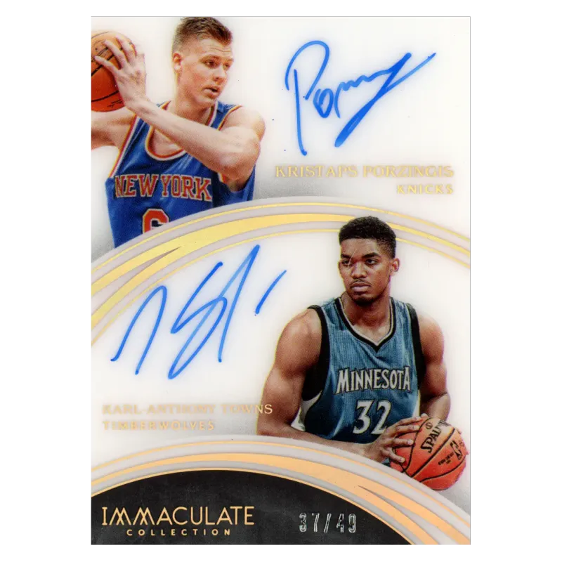 2015 Karl Anthony Town / Kristaps Porzingis Auto /49 #48 Panini Immaculate