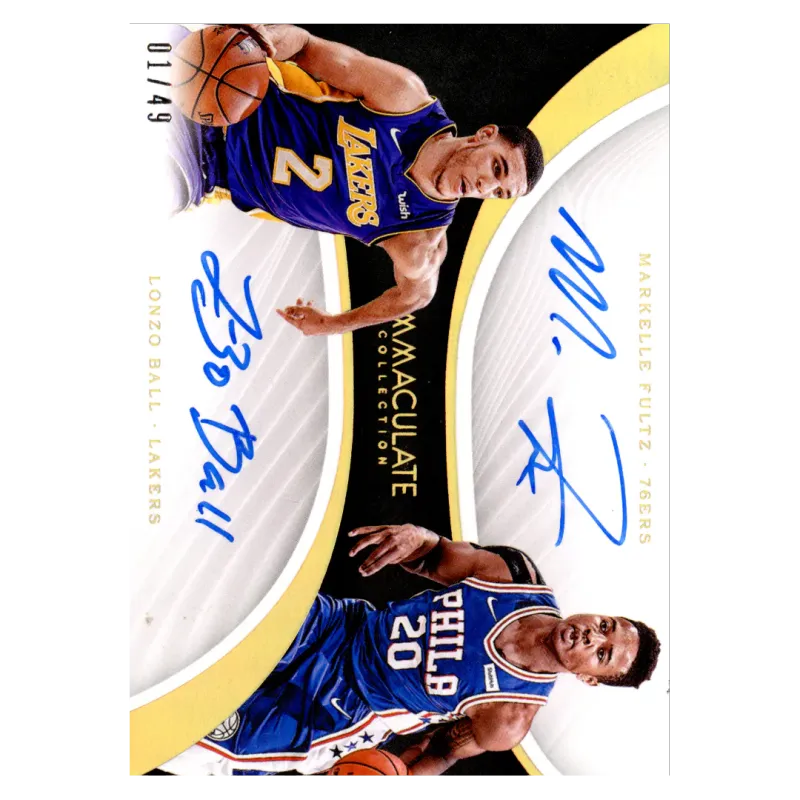 2017 Markelle Fultz / Lonzo Ball Auto /49 #D-TOP2 Panini Immaculate